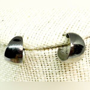 Silvertone‎ Hoop Post Earrings